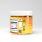 Back view of Vitalis NAC + Glycine gummies jar showing Nutrition Facts, ingredients, QR code and certification icons including Halal and GMP