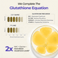 Infographic explaining NAC + Glycine boosts glutathione levels 2x, showing GlyNAC vs NAC comparison and glutathione precursor benefits