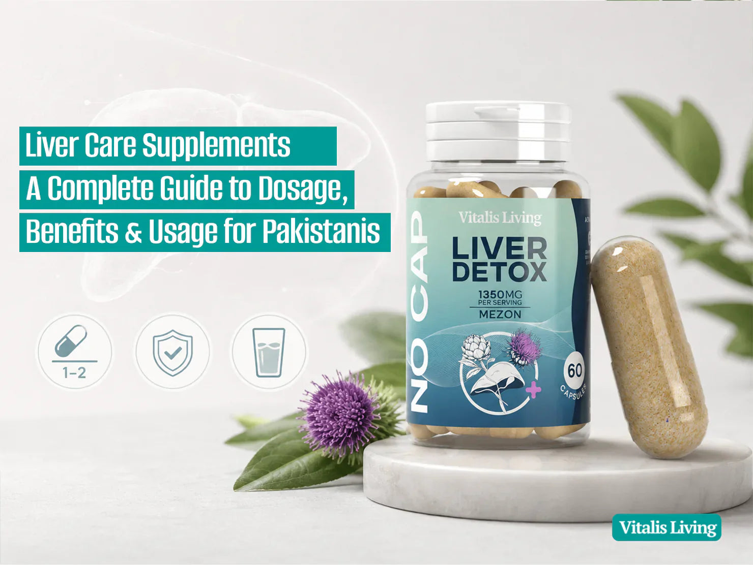 Liver care supplements with milk thistle, turmeric, and herbal ingredients supporting liver health and detoxification in Pakistan