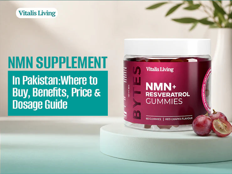 NMN supplement gummies with resveratrol for healthy aging, energy support, and NAD+ production in Pakistan
